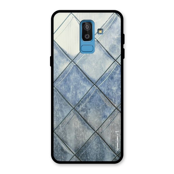 Steel Blue Pattern Glass Back Case for Galaxy J8