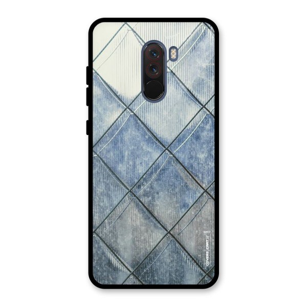 Steel Blue Pattern Glass Back Case for Poco F1