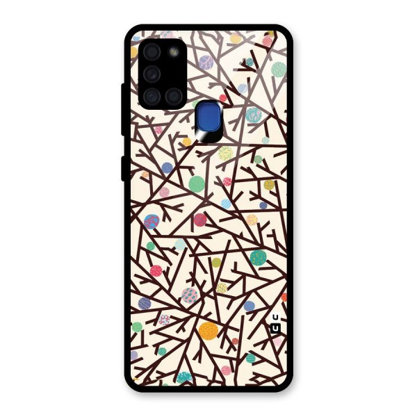 Stem Pattern Glass Back Case for Galaxy A21s