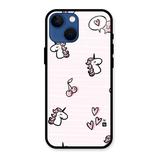 Strawberries And Unicorns Glass Back Case for iPhone 13 Mini