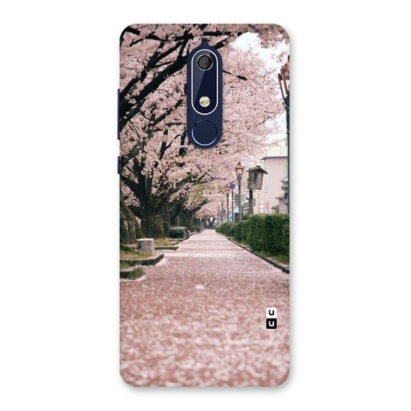 Street In Pink Flowers Back Case for Nokia 5.1