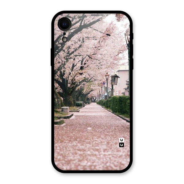 Street In Pink Flowers Glass Back Case for XR