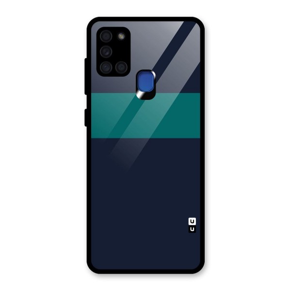 Stripe Block Glass Back Case for Galaxy A21s