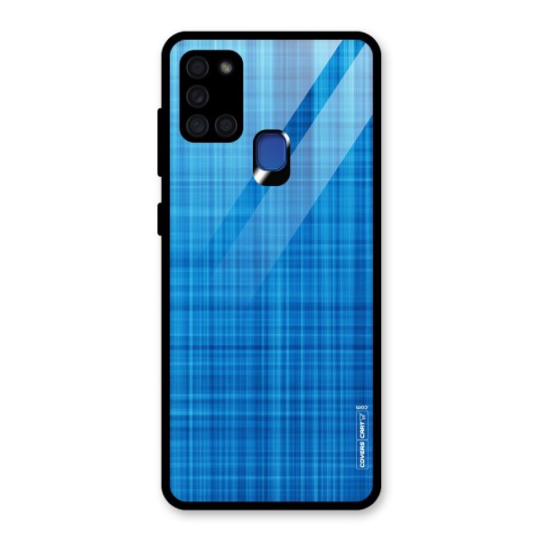 Stripe Blue Abstract Glass Back Case for Galaxy A21s