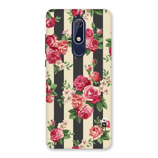 Stripes And Floral Back Case for Nokia 5.1