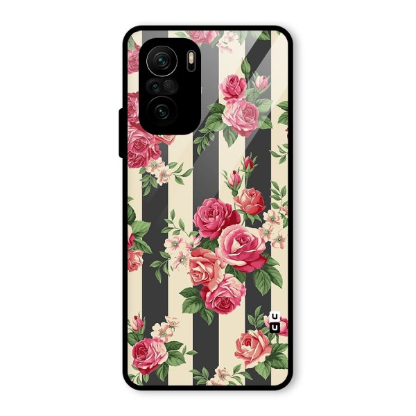 Stripes And Floral Glass Back Case for Mi 11x