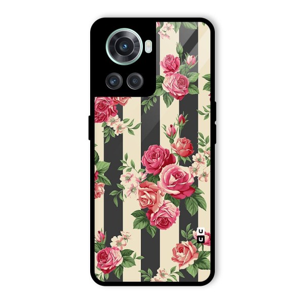 Stripes And Floral Glass Back Case for OnePlus 10R