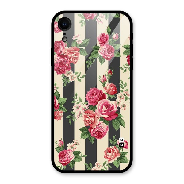 Stripes And Floral Glass Back Case for XR