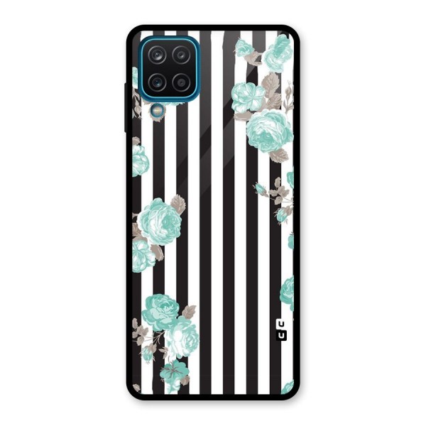 Stripes Bloom Glass Back Case for Galaxy A12