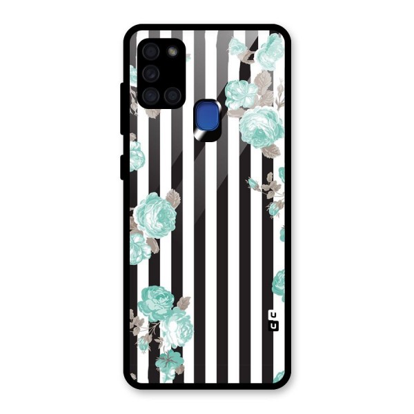 Stripes Bloom Glass Back Case for Galaxy A21s