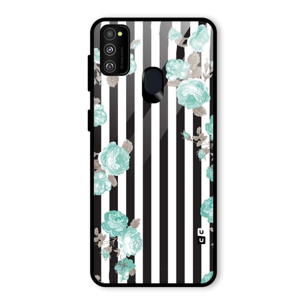 Stripes Bloom Glass Back Case for Galaxy M21