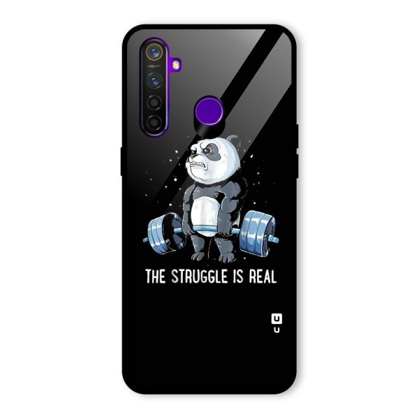 Struggle is Real Panda Glass Back Case for Realme 5 Pro