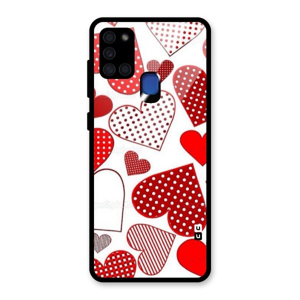 Style Hearts Glass Back Case for Galaxy A21s