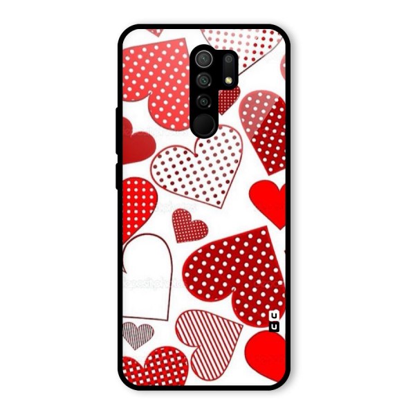 Style Hearts Glass Back Case for Redmi 9 Prime