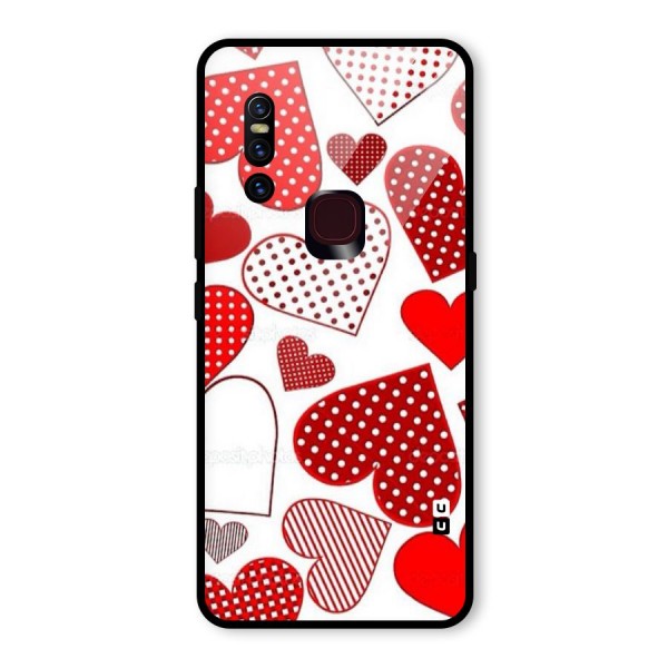 Style Hearts Glass Back Case for Vivo V15