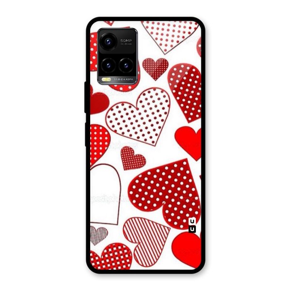 Style Hearts Glass Back Case for Vivo Y21A