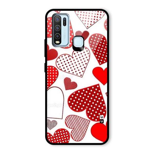 Style Hearts Glass Back Case for Vivo Y30