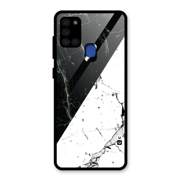 Stylish Diagonal Marble Glass Back Case for Galaxy A21s