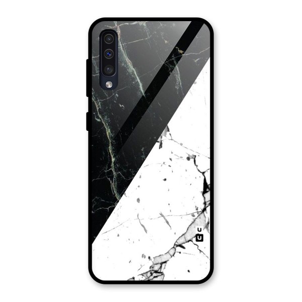 Stylish Diagonal Marble Glass Back Case for Galaxy A50s