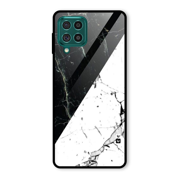 Stylish Diagonal Marble Glass Back Case for Galaxy F62