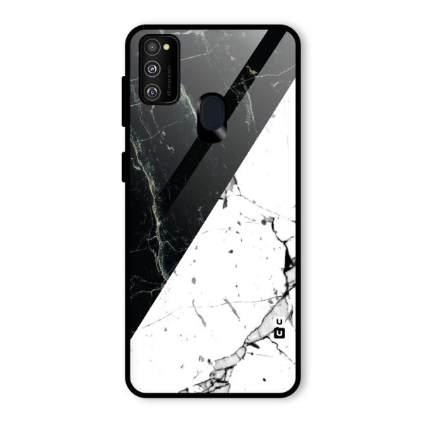 Stylish Diagonal Marble Glass Back Case for Galaxy M21