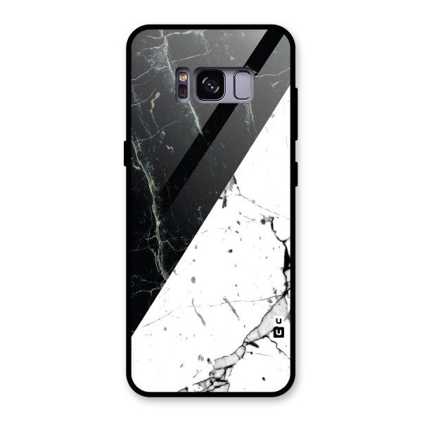 Stylish Diagonal Marble Glass Back Case for Galaxy S8