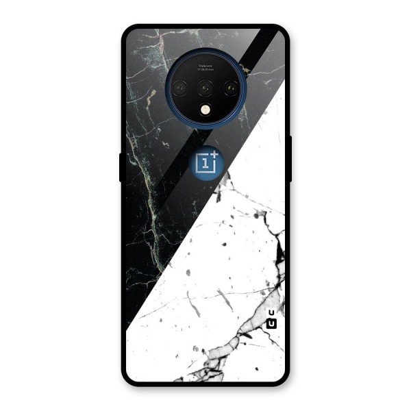 Stylish Diagonal Marble Glass Back Case for OnePlus 7T