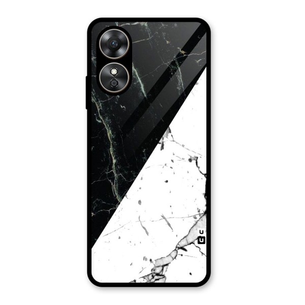 Stylish Diagonal Marble Glass Back Case for Oppo A17