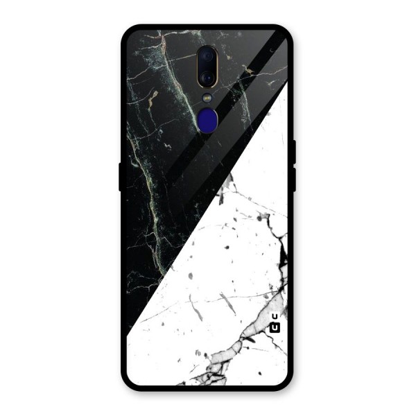 Stylish Diagonal Marble Glass Back Case for Oppo F11