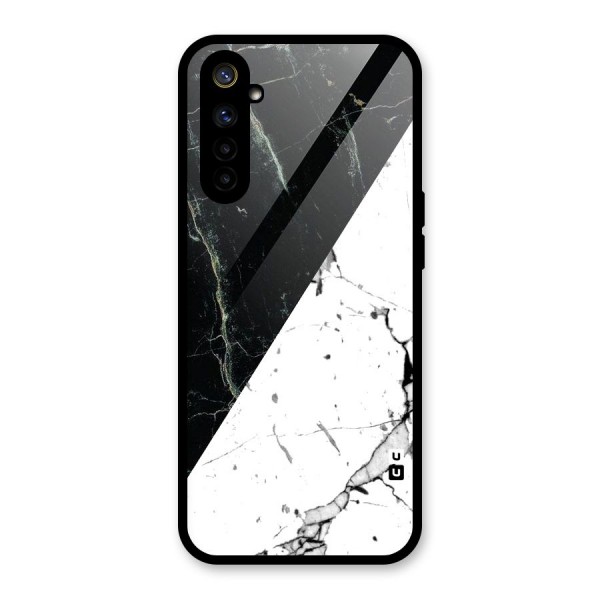 Stylish Diagonal Marble Glass Back Case for Realme 6