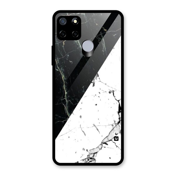 Stylish Diagonal Marble Glass Back Case for Realme C15