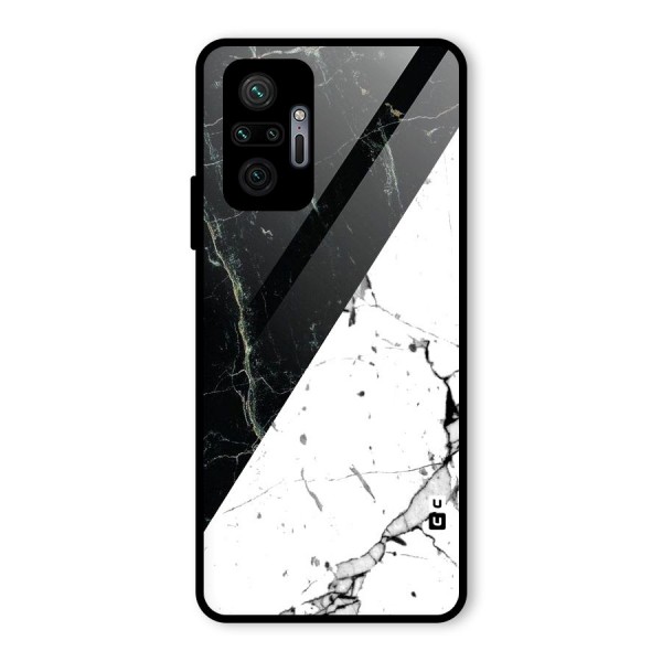Stylish Diagonal Marble Glass Back Case for Redmi Note 10 Pro Max
