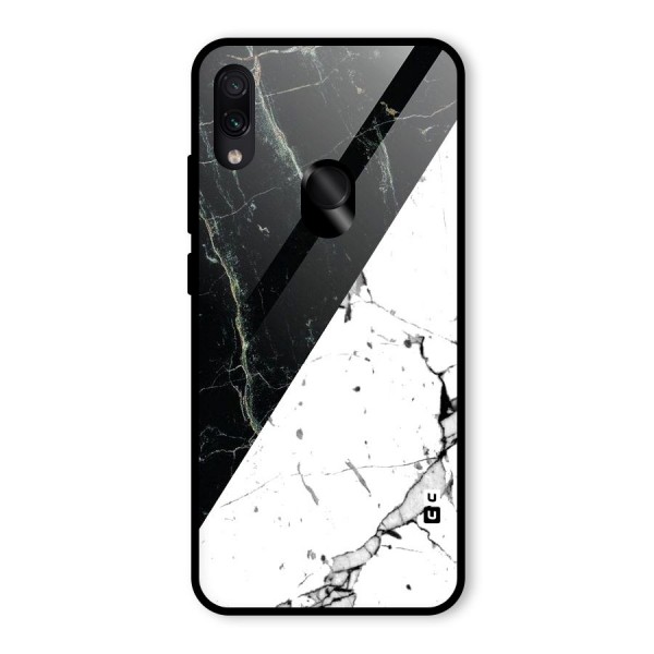 Stylish Diagonal Marble Glass Back Case for Redmi Note 7S