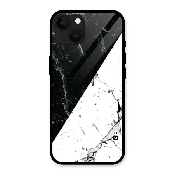 Stylish Diagonal Marble Glass Back Case for iPhone 13
