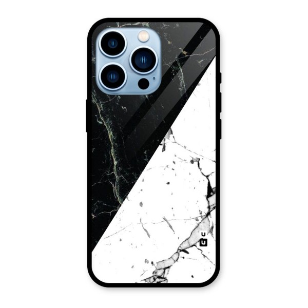 Stylish Diagonal Marble Glass Back Case for iPhone 13 Pro