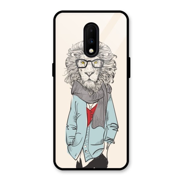 Stylish Lion Glass Back Case for OnePlus 7