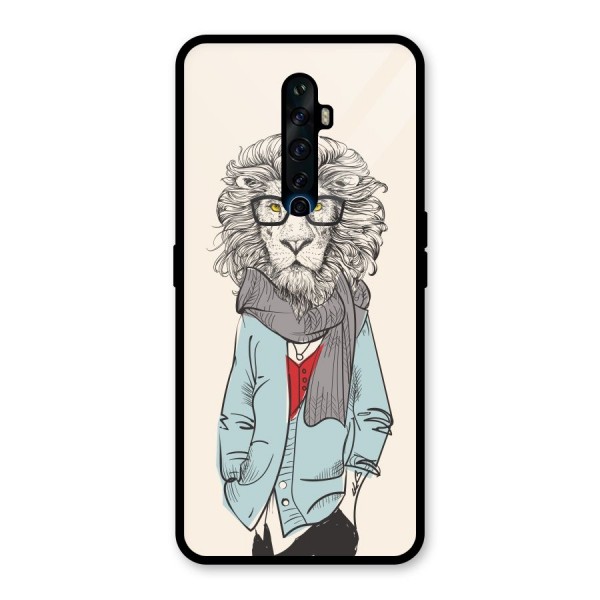 Stylish Lion Glass Back Case for Oppo Reno2 Z