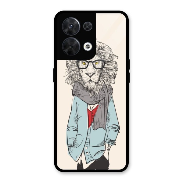 Stylish Lion Glass Back Case for Oppo Reno8 5G