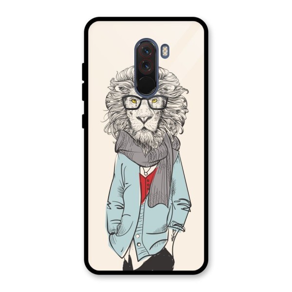 Stylish Lion Glass Back Case for Poco F1