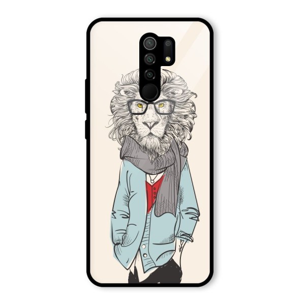 Stylish Lion Glass Back Case for Redmi 9 Prime