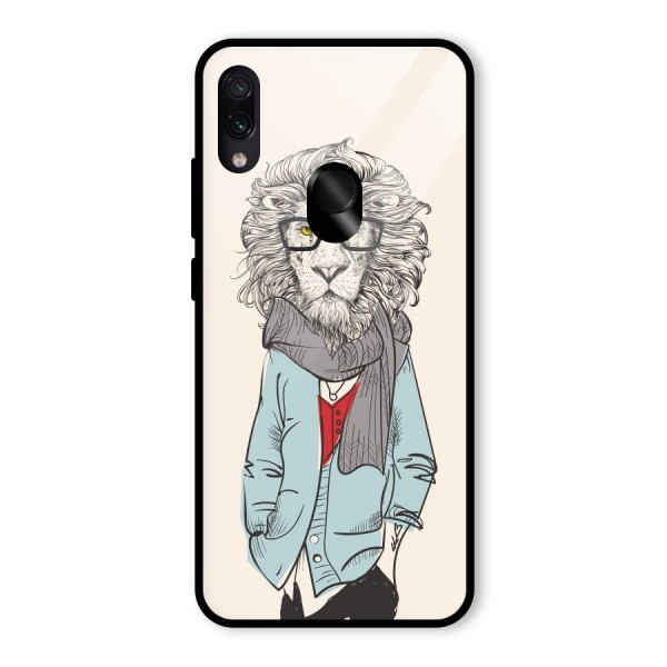 Stylish Lion Glass Back Case for Redmi Note 7