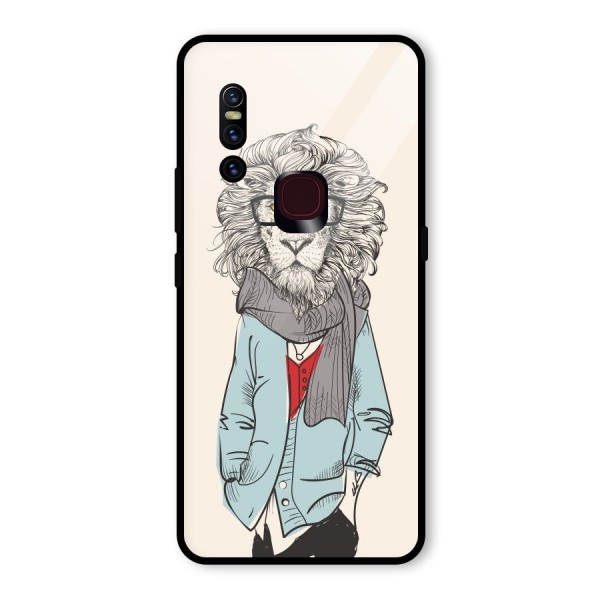 Stylish Lion Glass Back Case for Vivo V15