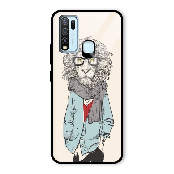 Stylish Lion Glass Back Case for Vivo Y30