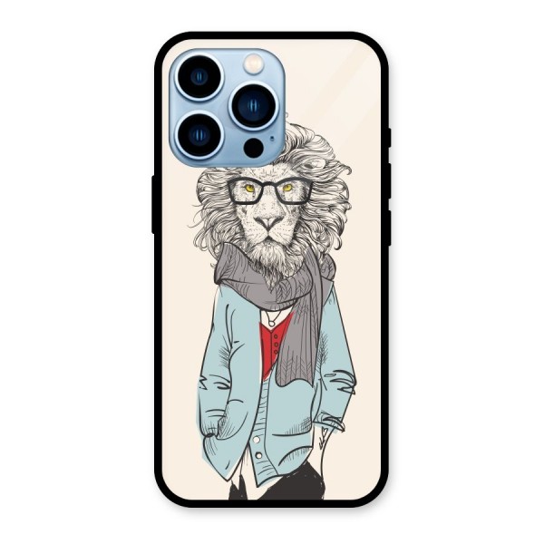 Stylish Lion Glass Back Case for iPhone 13 Pro