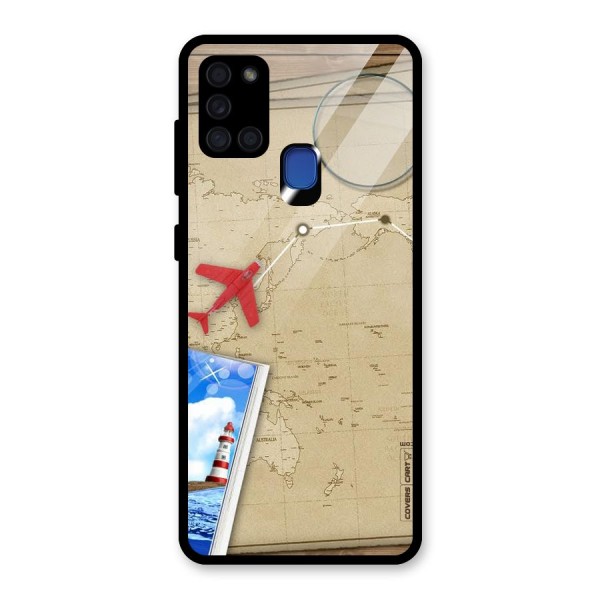 Summer Travel Glass Back Case for Galaxy A21s