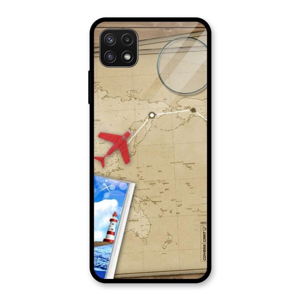 Summer Travel Glass Back Case for Galaxy A22 5G