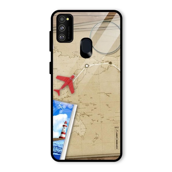 Summer Travel Glass Back Case for Galaxy M21