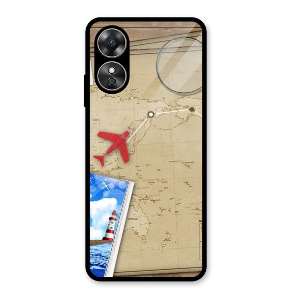 Summer Travel Glass Back Case for Oppo A17