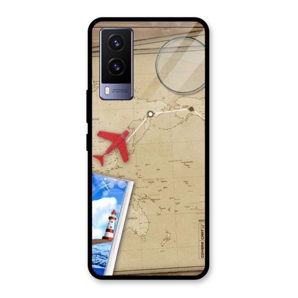 Summer Travel Glass Back Case for Vivo V21e 5G