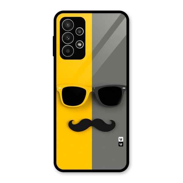 Sunglasses and Moustache Glass Back Case for Galaxy A23